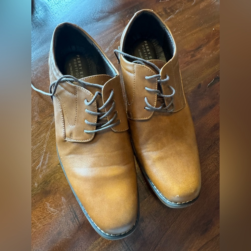 Perry Ellis Portfolio Alen Burnish Men’s Dress Shoes Size 10 Brown Ultra Foam